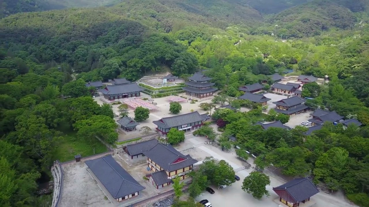 금산사 하늘에서 바라본 아름다운 사찰의 드론영상